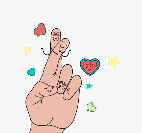 卡通红色手绘手掌手指素材