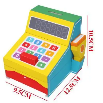 3d立体折纸模型diy手工制作儿童小学生可动机关活动超市收银机台