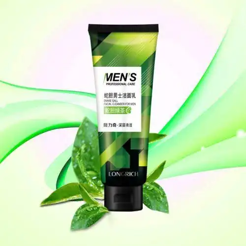 隆力奇蛇胆男士洁面乳深层清洁收缩毛孔温和绿茶精华洗面奶100g