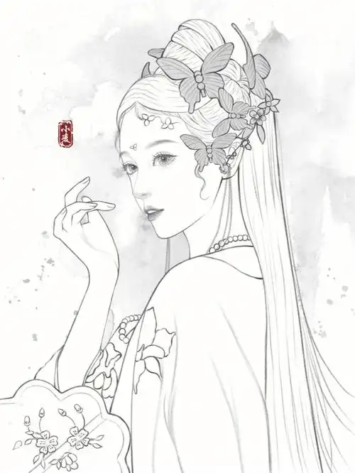 古风线稿侧面练习附步骤图