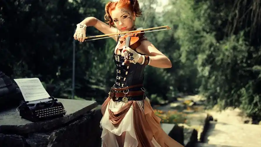 拉小提琴的女孩高清唯美图片