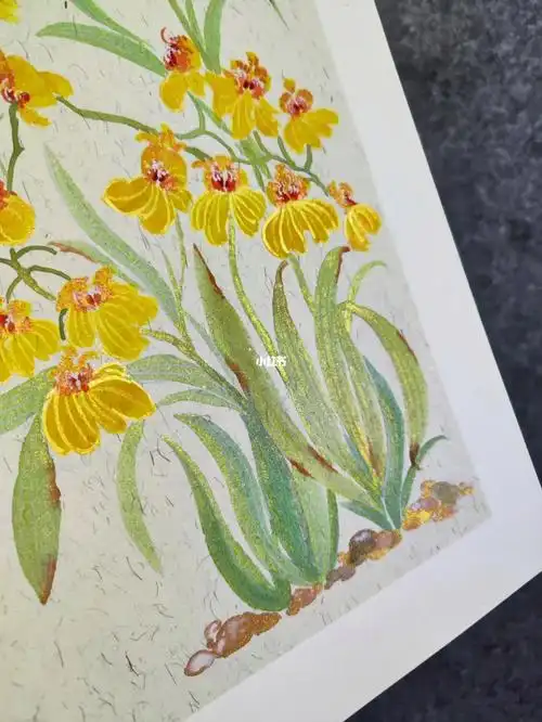 手绘足印画花卉～金灿灿的文心兰