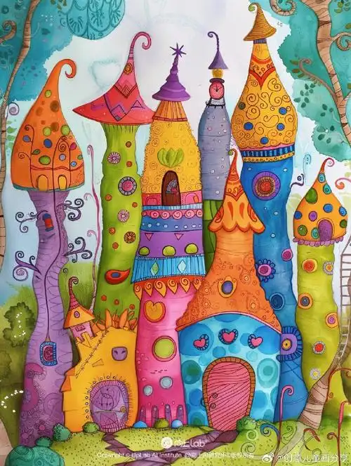 奇特的房子92水彩画  #遇见艺术#创意儿童画分享超话