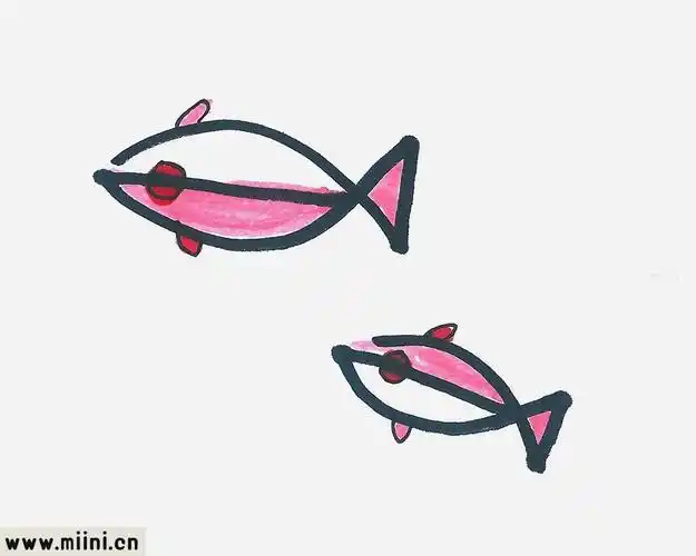 越出水面的鱼简笔画步骤教程