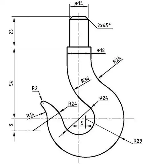 autocad 基础教程:绘制吊钩