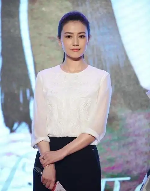 高圆圆鬓角无碎发完全贴头皮式的高马尾简直是气质学姐专属