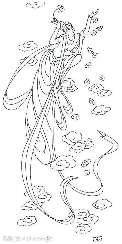 仙女打火把简笔画