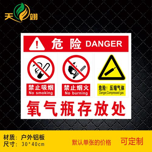 氧气瓶易燃气体乙炔瓶存放处标识牌气瓶区标志牌压缩气体安全警示标牌
