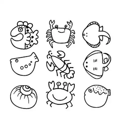 海洋动物简笔画别着急,果果来帮帮你!