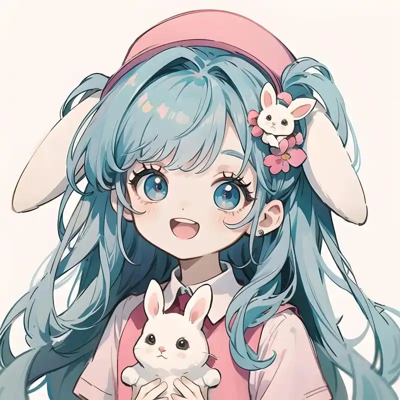 可爱女生头像分享抱着兔子的小女孩.#动漫女头 #卡哇伊 #动 - 抖音