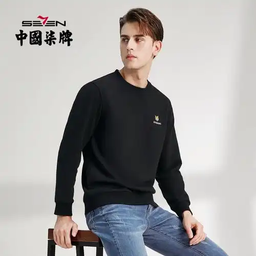 柒牌男装卫衣22秋冬青年休闲百搭长袖虎头刺绣圆领上衣潮122jw70060