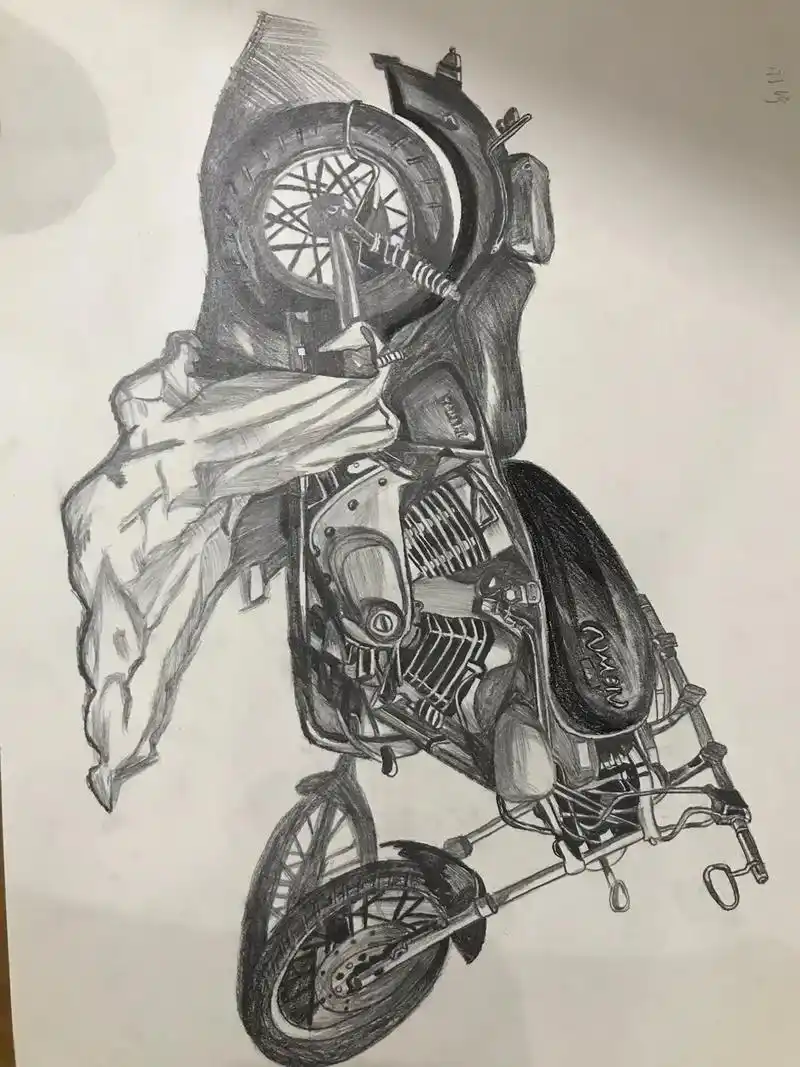 素描 #摩托 #作品欣赏 #画中有话 原创作品 - 抖音