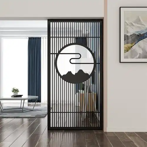 现代简约办公室铁艺隔断装v饰屏风工业风入户玄关前台形象背景墙