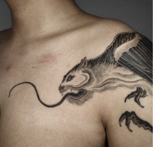 古神兽饕鬄穷奇纹身男神兽花臂纹身设计9