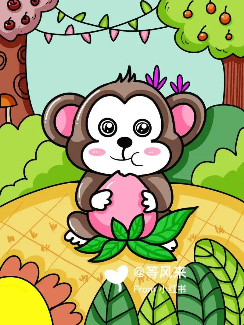 小猴子92 儿童画 创意画 #儿童简笔画# #创意儿童画# #创意美术儿童