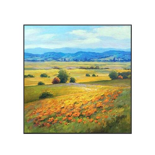 纯手绘油画美式田园风景壁画现代轻奢客厅玄关餐厅丰收装饰画定制