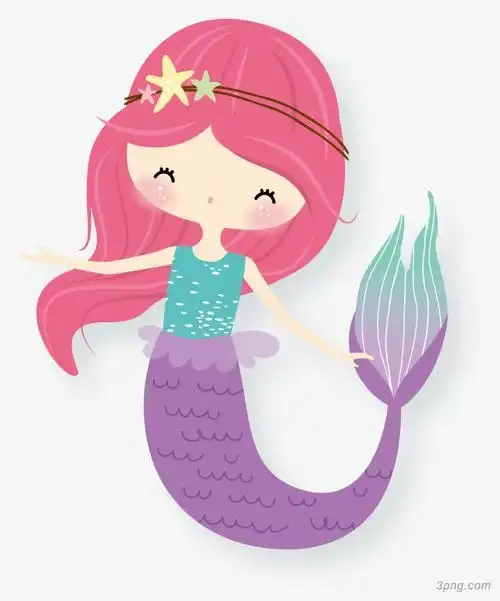 卡通美人鱼png素材透明免抠图片卡通手绘