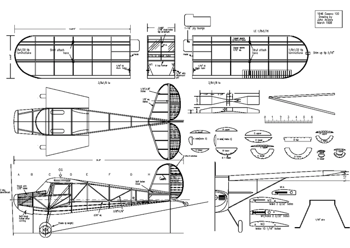 自制飞机图纸设计航模cad图纸基本知识--cessna.dxf