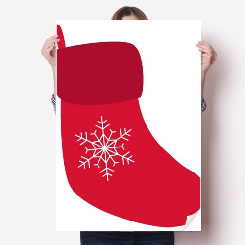 圣诞节雪花袜子插画海报贴纸80x55cm墙贴纸卧室家居装饰