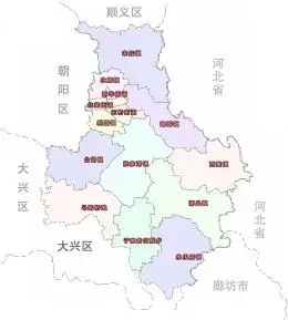 北京市通州区行政区划示意图