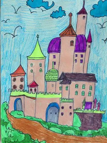美丽的城堡/少儿绘画作品/儿童画/网络美术馆_中国少儿美术教育网