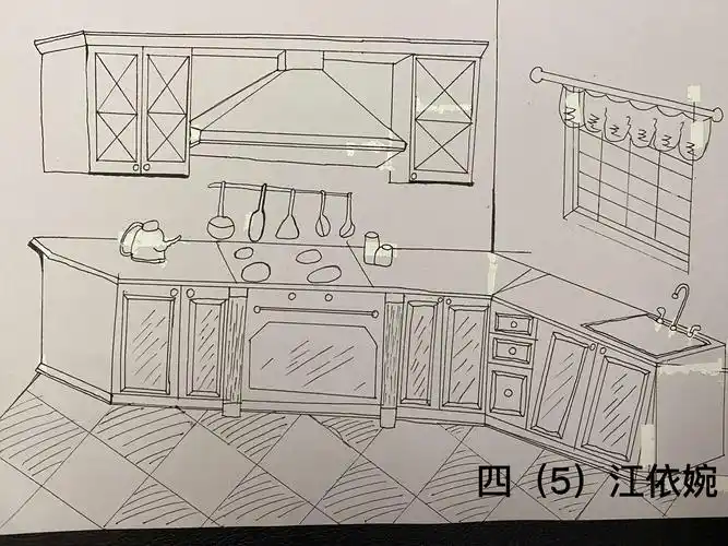 马小四(5)班"空中课堂"第二次美术作品--《我家的厨房》