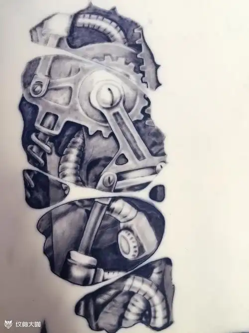 机械臂_纹身图案手稿图片_李梅的纹身作品集
