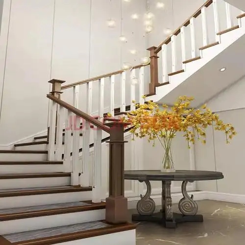 实木楼梯扶手护栏栏杆立柱踏步板别墅联排烤漆复式室内定制简约-010