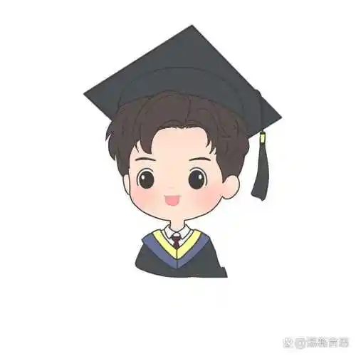 q版简笔|毕业季学士服q版大头情侣头像