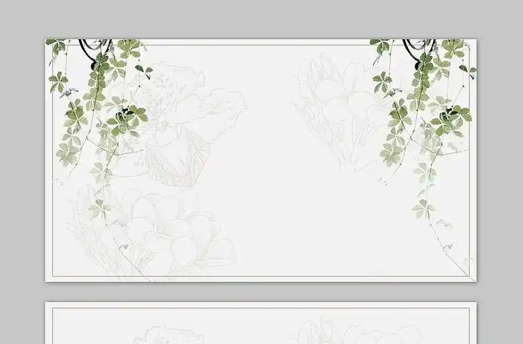 三张绿色淡雅植物图案ppt背景图片-ppt模板-办图网