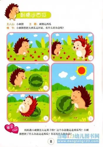 看图讲述:《小刺猬运西瓜》