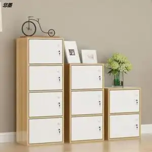 c带锁收纳柜家用的小柜子单个储物柜简易可以上锁的小型格子柜木