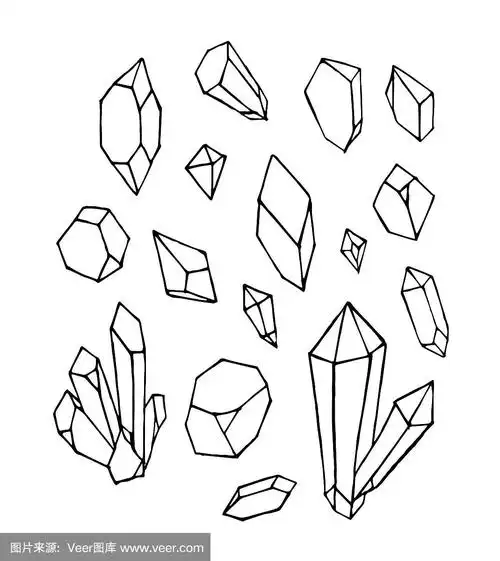 矢量手绘矿物水晶石孤立在白色