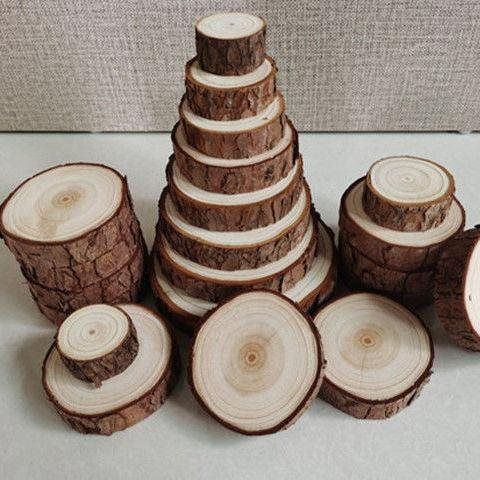 原木片幼儿园年轮手工diy材料圆木片手绘画小木桩木头片木块装饰