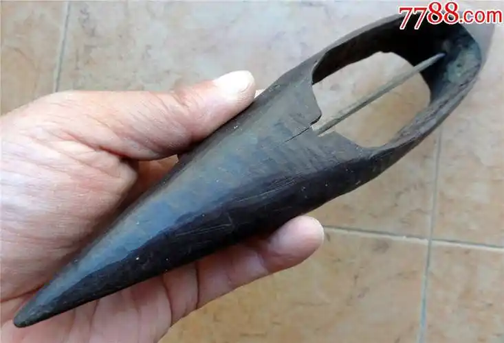 纺织收藏1703c13-解放初边疆手工制特大号织布机硬木梭子243g-34.7c