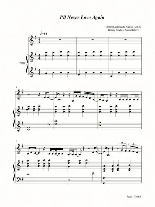 钢琴谱lllneverloveagain