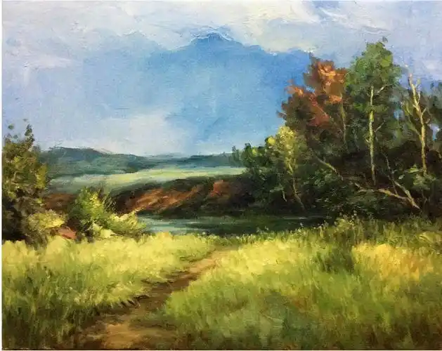 田野风光之一_布面油画_油画_宝甄网
