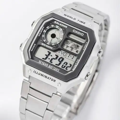 卡西欧ae1200wh钢链 casio ins复古多功能运动防水手表男电子男表