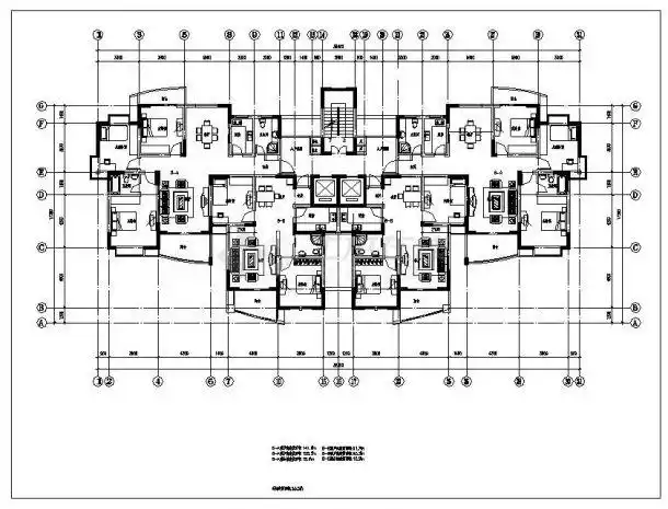18层1楼梯2电梯4户点式住宅楼户型方案设计图