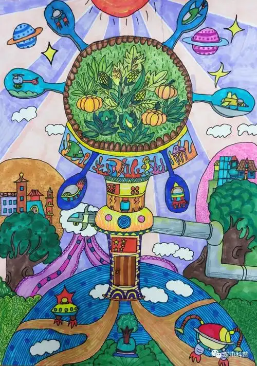 二年级科幻画作品新型太阳系社区