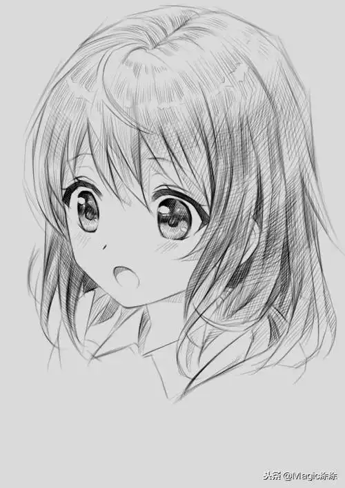 动漫女孩简单素描(简单动漫女孩的素描画法)插图