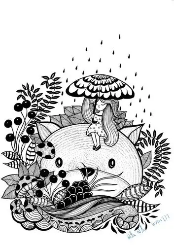 黑白画手绘禅绕画