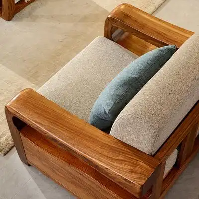 实木沙发乌金木现代中式布艺木架沙发123组合全实木质客厅家具