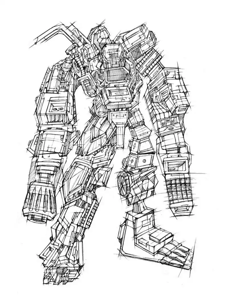 99机甲手绘分享||机甲风 96临摹||图片来源百度 	 这张断断续续画