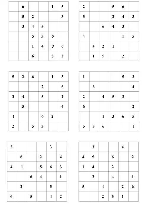 数独题目六宫格