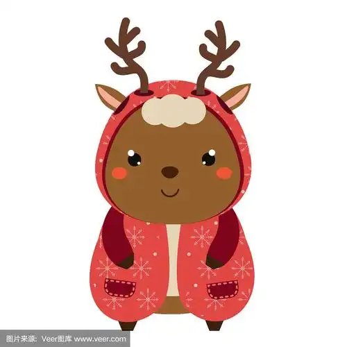 可爱的驯鹿.卡通可爱的动物角色.矢量插图的孩子和婴儿时尚