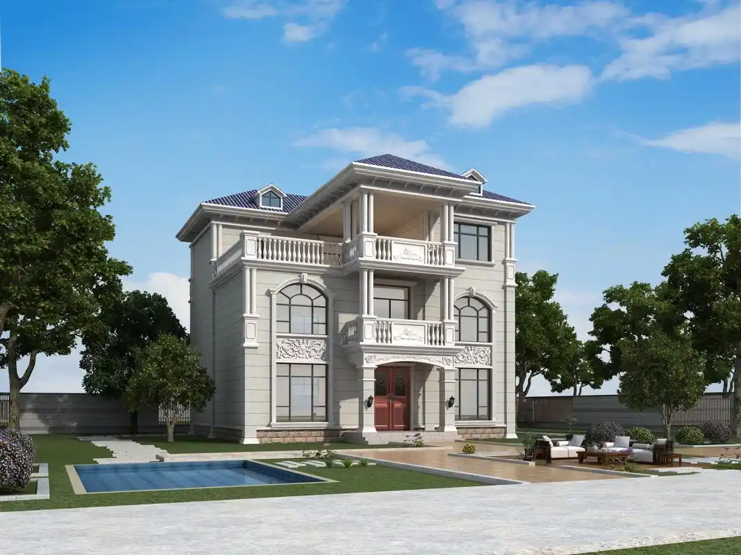 别墅区里的:现代简欧三层小洋楼设计