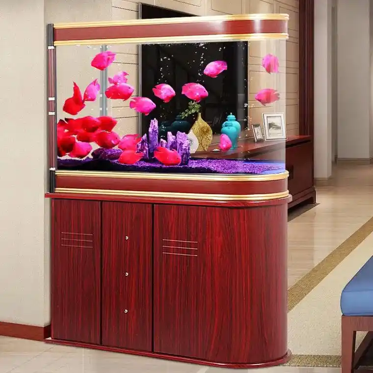 子弹头鱼缸客厅屏风中型玄关水族箱家用免换水生态底滤隔断金鱼缸