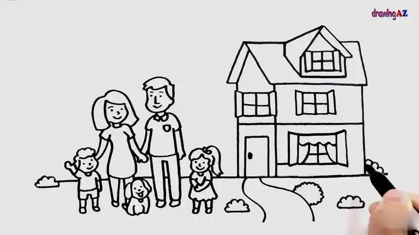 大家庭温馨的简笔画