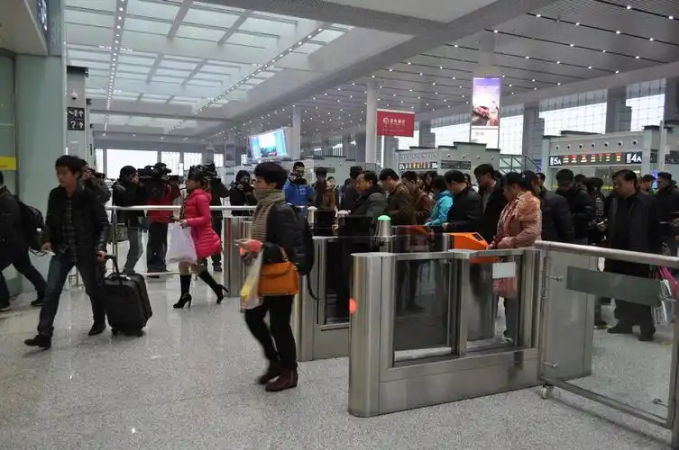 合肥南站车次增加人气提升 候车大厅内旅客排队检票(组图)